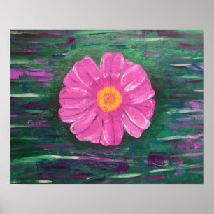 Poster Peinture acrylique Abstraite avec fleur
