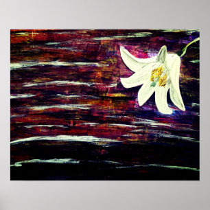 Poster Peinture acrylique Abstraite avec fleur