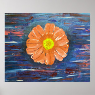 Poster Peinture acrylique Abstraite avec fleur