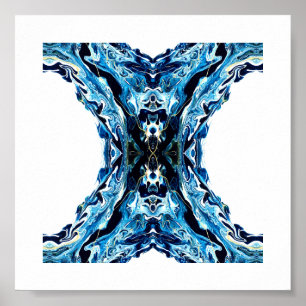 Poster Peinture acrylique abstraite bleue abyssale pour l