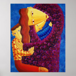 Poster Peinture acrylique de la mère et des fils Art de l