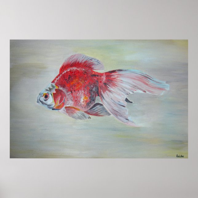 Poster Peinture acrylique de Ryukin Goldfish (Devant)