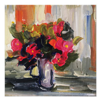 Poster Peinture acrylique, fleurs rouges