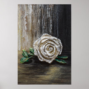 Poster Peinture acrylique Rose Blanche