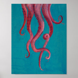 Poster Peinture Acrylique Tentacles De Pieuvre Ros