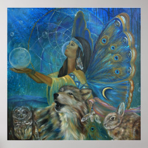 Poster Peinture amérindienne de loup de mer