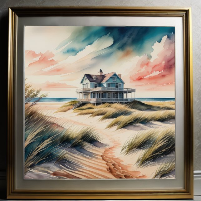 Poster Peinture aquarelle de Beach House (Créateur téléchargé)