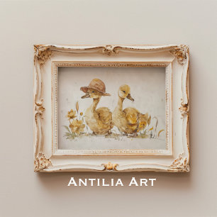 Poster Peinture aquarelle de caneton Animal de la ferme d