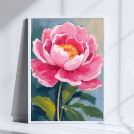 Poster Peinture aquarelle de fleur de pivoine rose