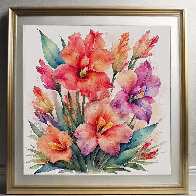 Poster Peinture aquarelle de Gladiolas X (Créateur téléchargé)