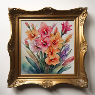 Poster Peinture aquarelle de Gladiolas XI