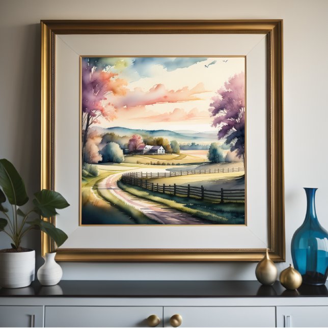 Poster Peinture aquarelle de la ferme (Créateur téléchargé)