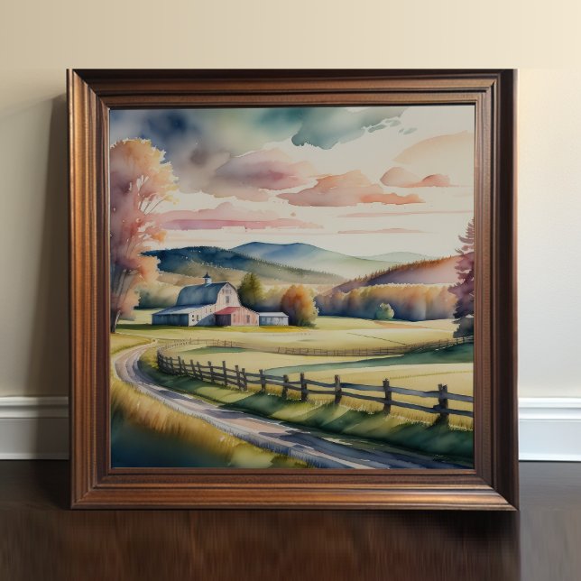 Poster Peinture aquarelle de la ferme (Créateur téléchargé)