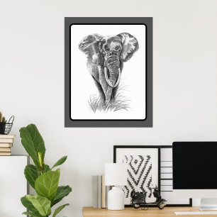 Poster Peinture aquarelle d'éléphant faune art animalier