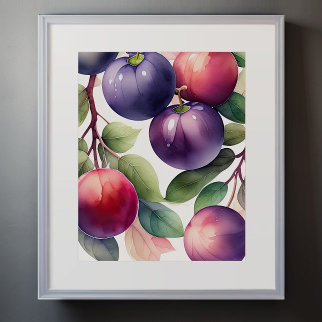 Poster Peinture aquarelle des prunes (Créateur téléchargé)