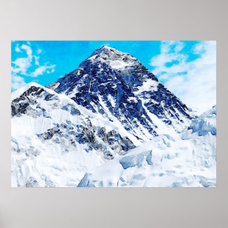 Poster Peinture aquarelle du mont Everest