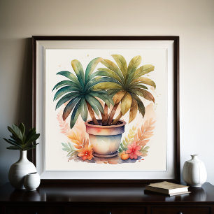 Poster Peinture aquarelle du Plante de la maison au point