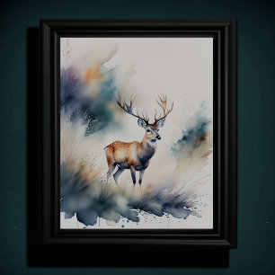 Poster Peinture aquarelle d'un cerf 5:4