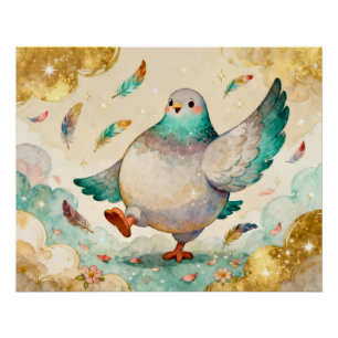 Poster Peinture aquarelle d'un pigeon