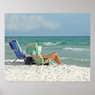 Poster Peinture aquarelle en toile 16x20 sur la plage