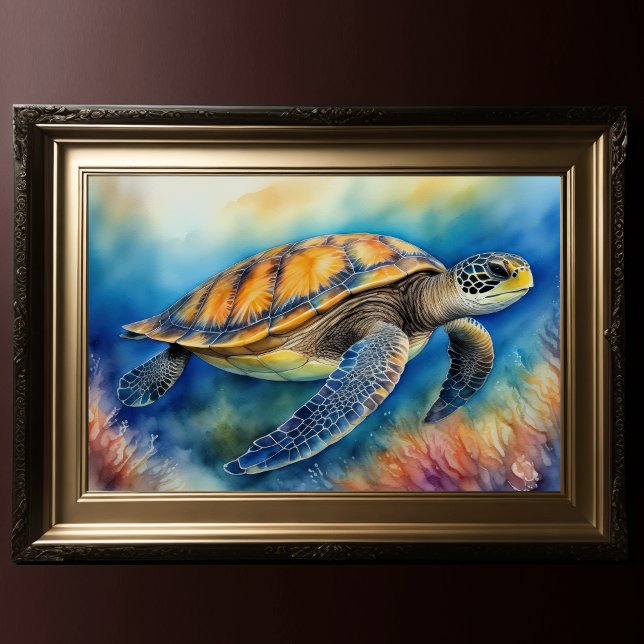 Poster Peinture aquarelle Tortue de mer (Créateur téléchargé)