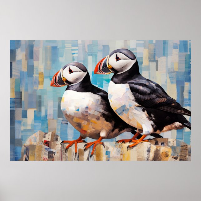 Poster Peinture Art Décor Oiseau Oiseau de Puffin (Devant)