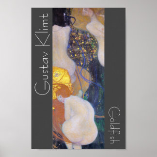 Poster Peinture Art Nouveau de Klimt Goldfish restaurée
