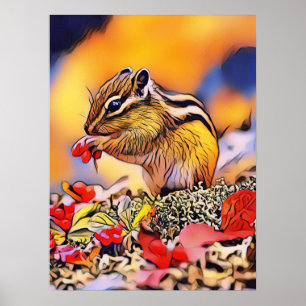 Poster Peinture Art numérique écureuil