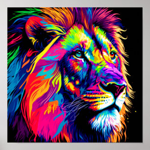 Poster Peinture Artistique D'Un Portrait De Lion