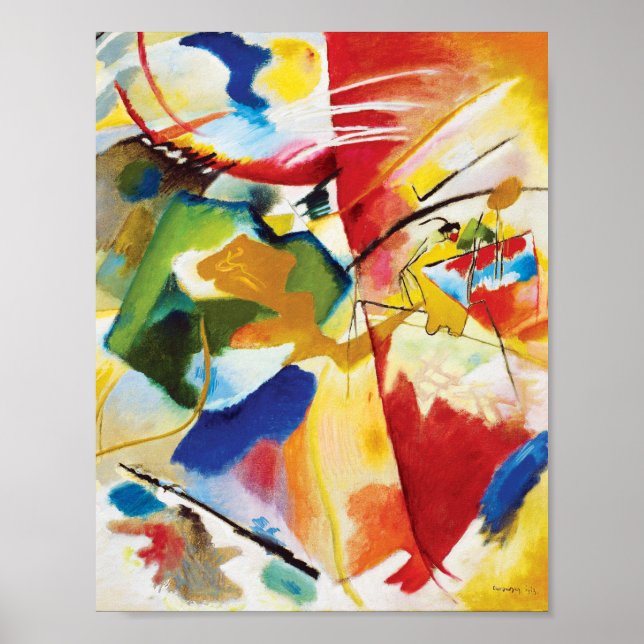 Poster Peinture avec Centre Vert par Wassily Kandinsky (Devant)