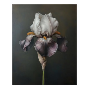 Poster Peinture botanique en Iris violet et blanc