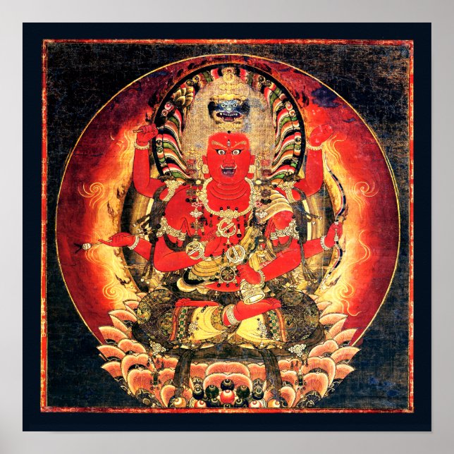 Poster Peinture bouddhiste Aizen Myoo du 14ème siècle (Devant)
