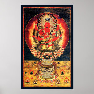 Poster Peinture bouddhiste du 14ème siècle d'Aizen Myoo