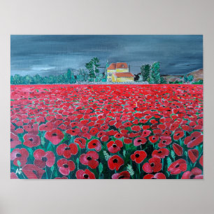 Poster Peinture Campo de Amapolas par Alfred Fox