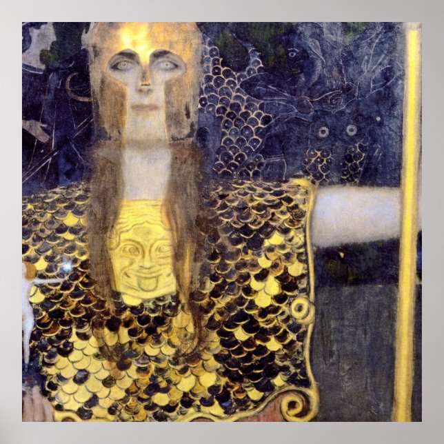 Poster Peinture célèbre de Gustav Klimt Pallas Athena (Devant)