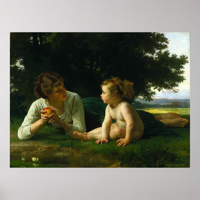 Poster Peinture classique de Bouguereau : Tentation (1880 (Devant)