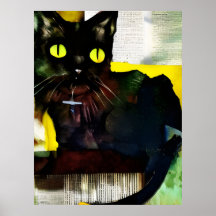 Peinture Collage de chats noirs