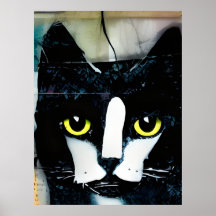 Peinture Collage de chats noirs