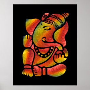 Poster Peinture colorée de Ganesha