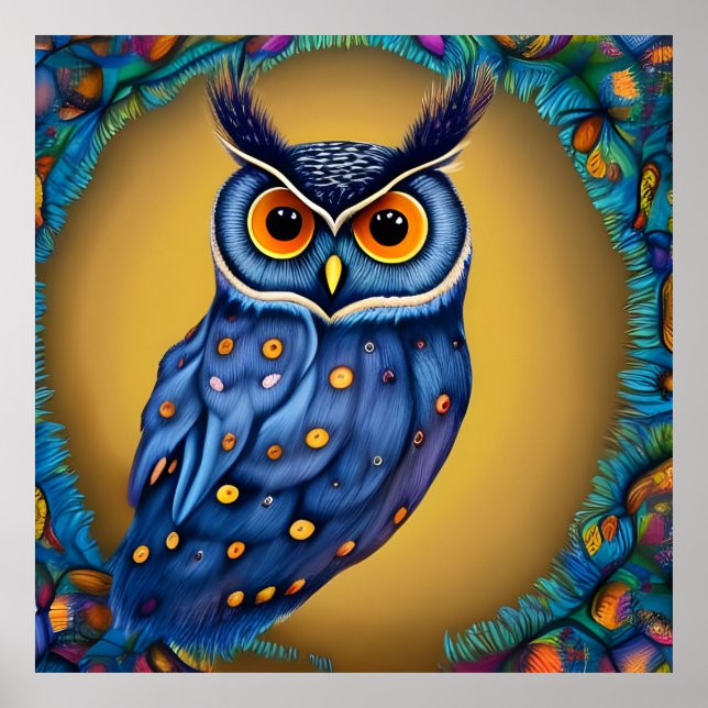 Poster Peinture colorée de hibou (Devant)