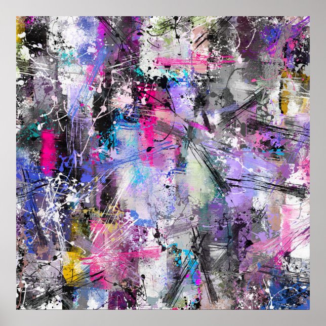 Poster Peinture colorée Grungy Abstraite (Devant)