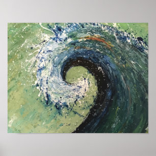 Poster Peinture côtière de beaux-arts de vague de plage