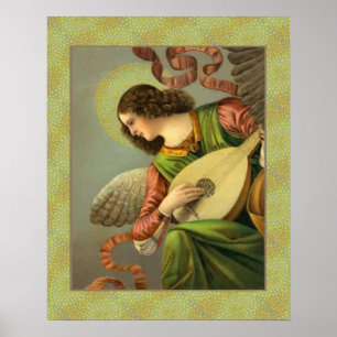 Poster Peinture d'ange avec mandoline