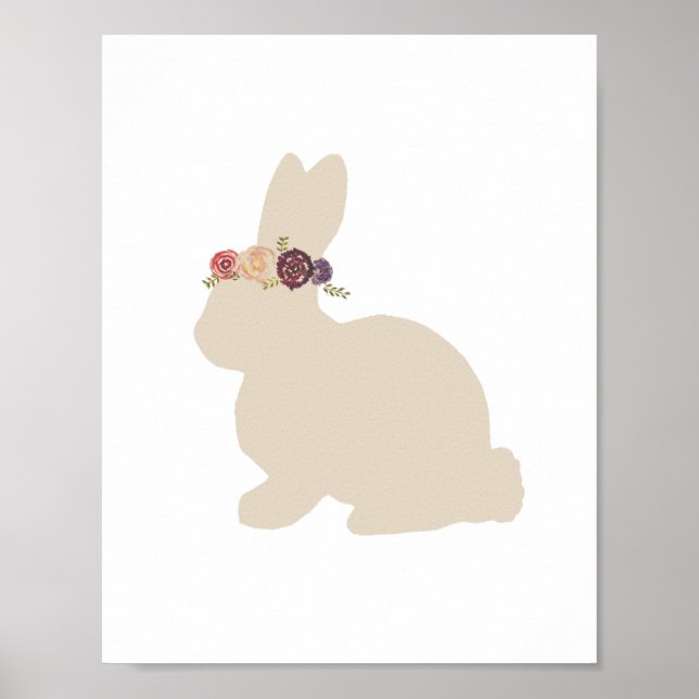 Poster Peinture d'animal de pièce montée de lapin avec fl (Devant)