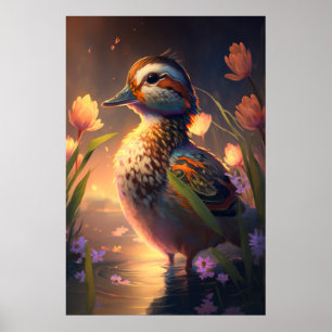 Poster Peinture d'animaux d'oiseaux de canard Peinture d'