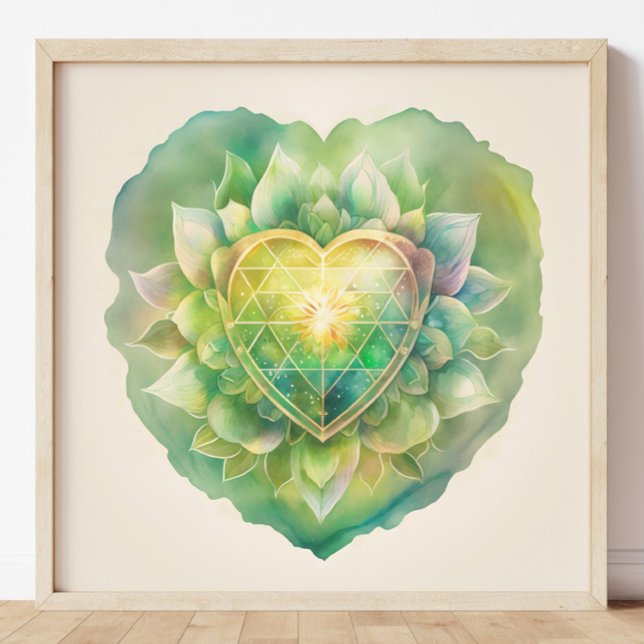 Poster Peinture d'aquarelle Coeur Chakra (Créateur téléchargé)