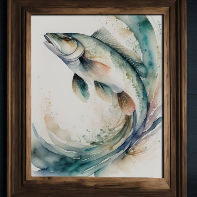 Poster Peinture d'aquarelle de l'éclaboussure de poisson (Créateur téléchargé)