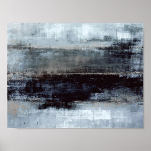 Poster Peinture d'art Abstrait bleu "exagérée"