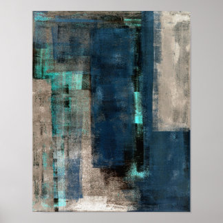 Poster Peinture d'art Abstrait bleu Metro