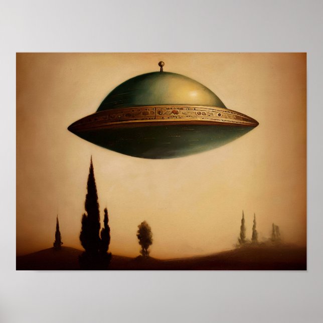 Poster Peinture d'art vintage UFO (Devant)